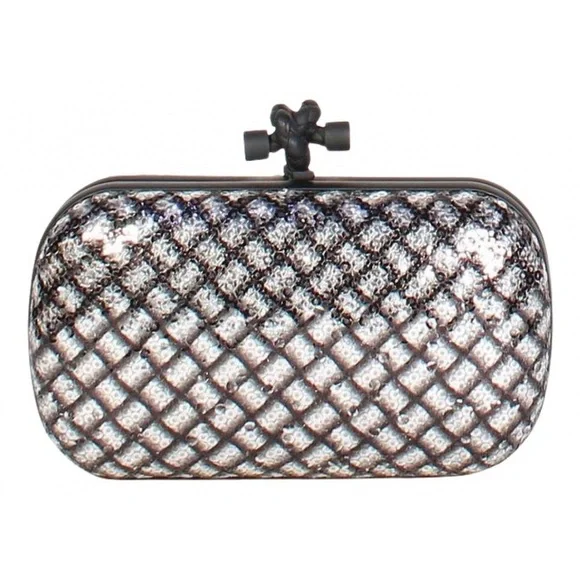 Bottega Veneta Sequin Knot Minaudière Clutch – Black & Silver w/ Dust Bag & COA - Picture 12 of 13